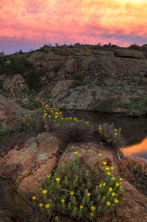 Golden Light sunset at Treasure Lake, Wichita Mountains