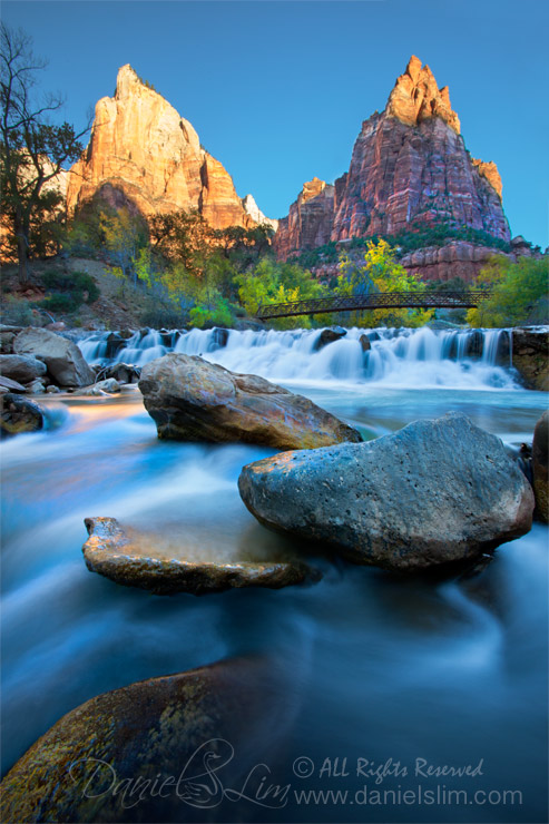 The Virgin River and Patriarchs, Zion National Park.